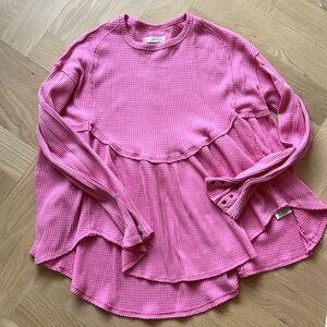 We the free size small pink waffle flowy top